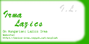 irma lazics business card